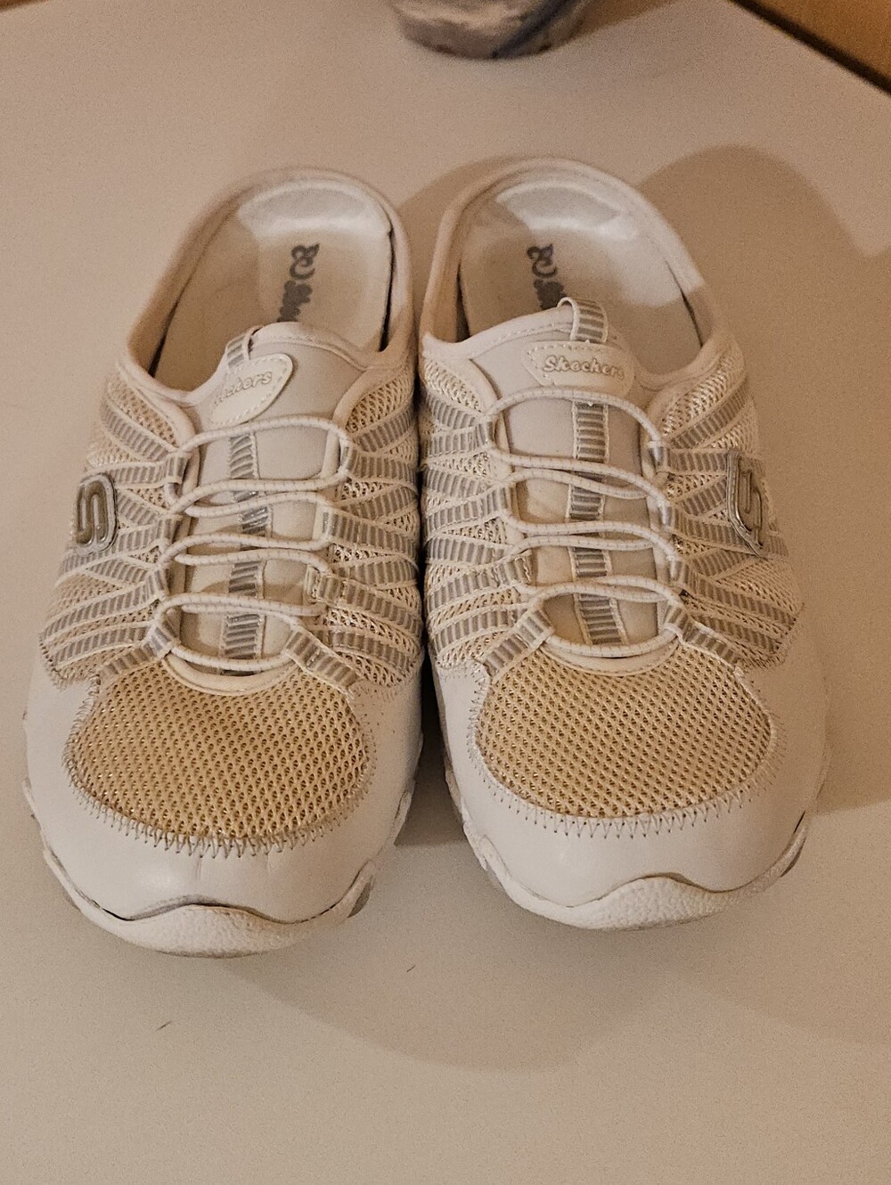 Skechers White Slip-On Leather/Textile Sneaker